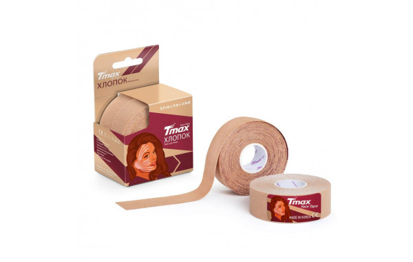 Тейп кинезиологический Tmax Beauty Tape (2.5cmW x 5mLx 2 rol), хлопок, бежевый 600_380