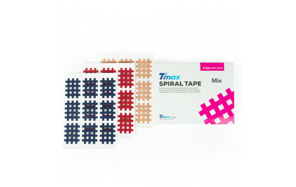 Кросс-тейп Tmax Spiral Tape Type Mix A 423731 3 цвета: синий, красный, телесный (20 листов) 600_380