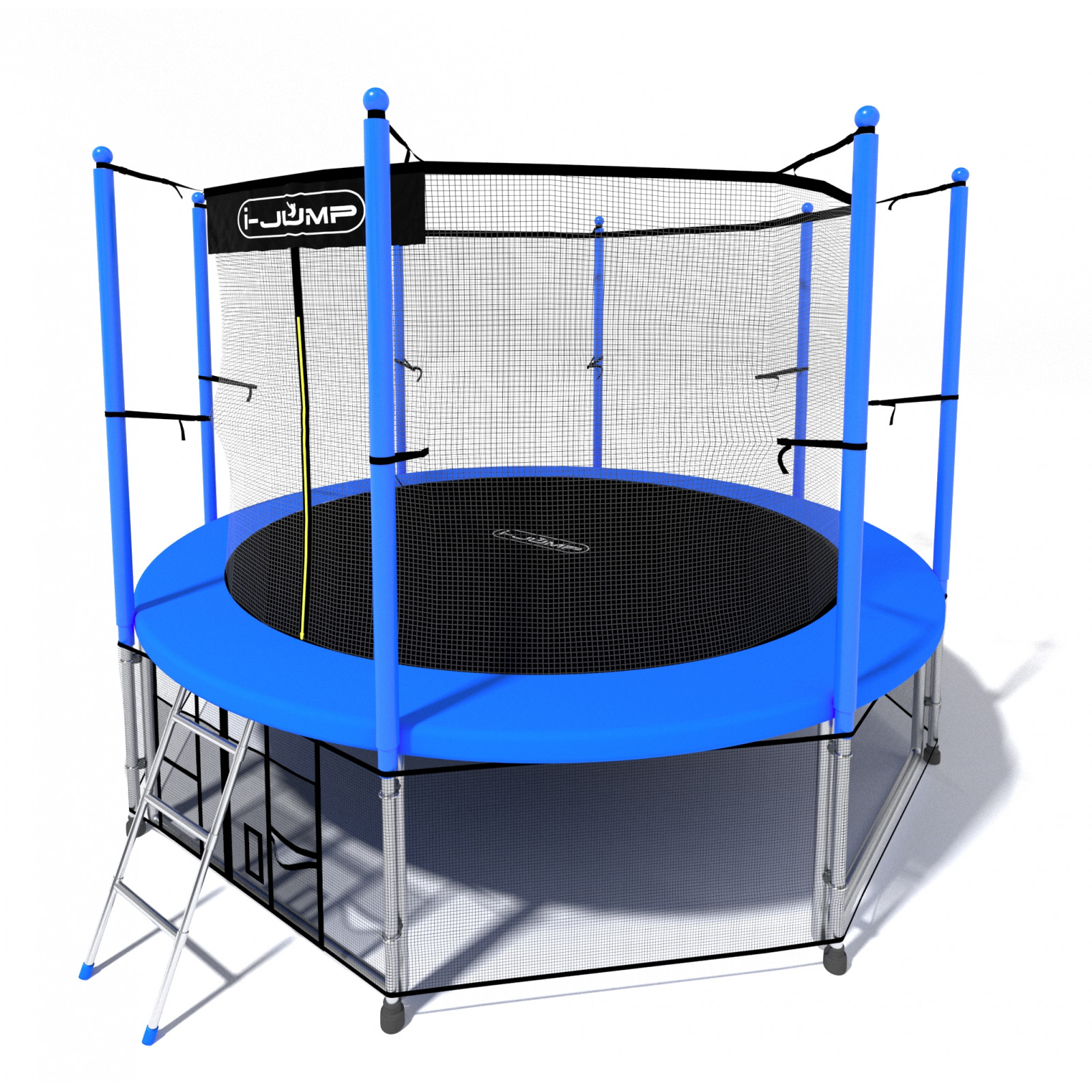 Батут i-Jump Classic Light 10ft с лестницей синий 1600_1600