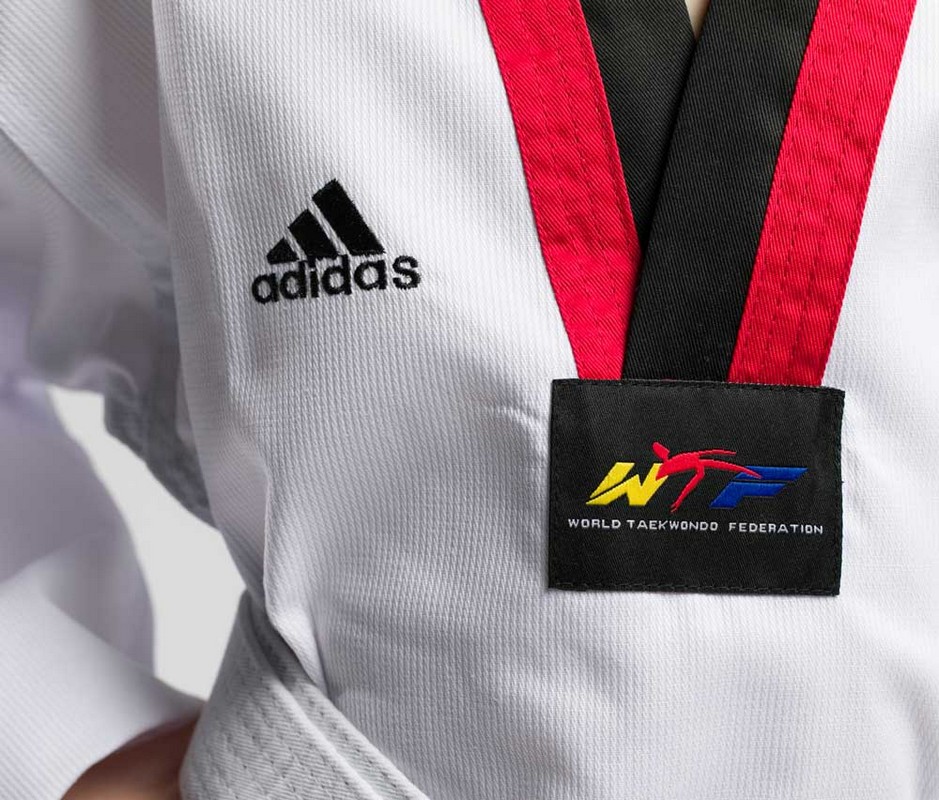 Добок для тхэквондо подростковый Adidas WTF Adi-Start белый с красно-черным воротником 939_800