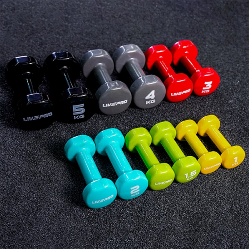 Гантели для аэробики 4 кг Live Pro Colored Studio Dumbbell LP8076-4\GY-00-00 800_800