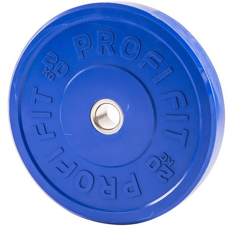 Диск для штанги каучуковый, цветной, d51 20кг Profi-Fit 800_798