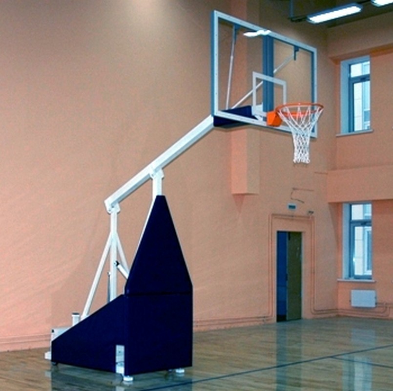 Стойка баскетбольная игровая мобильная складная с гидромеханизмом вынос 165 см, с противовесами Atlet IMP-A18L 805_800